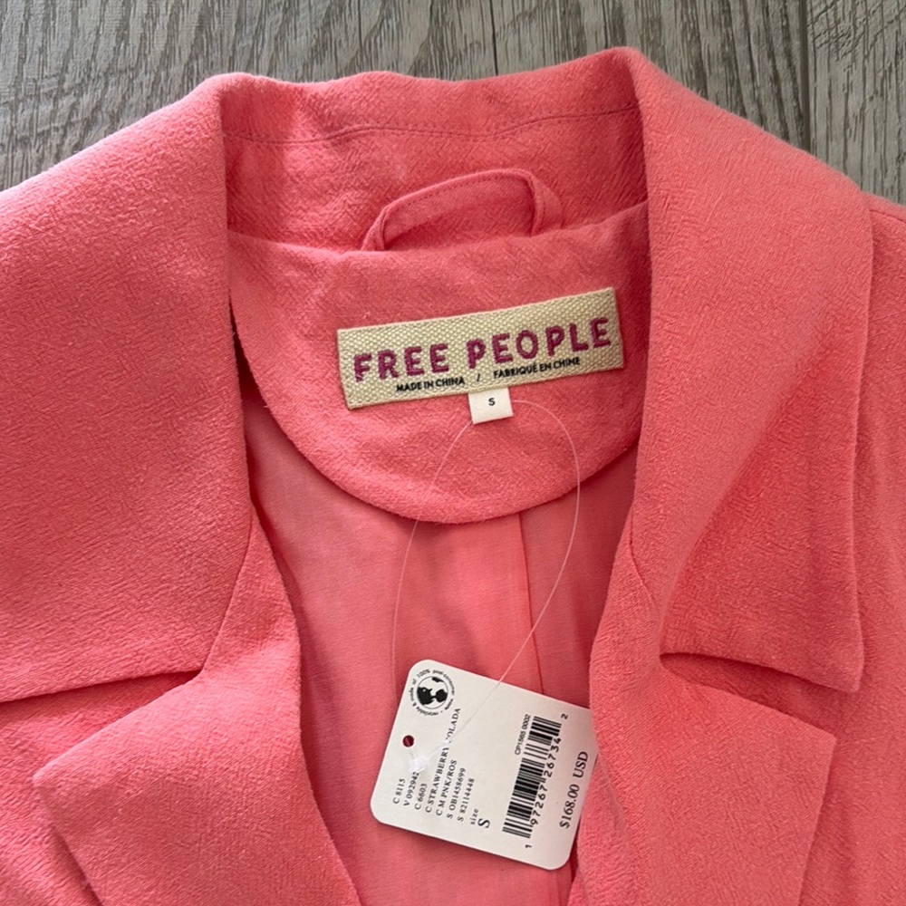 Free People Pink Blazer Lightweight Suit Jacket - Picture 3 of 4